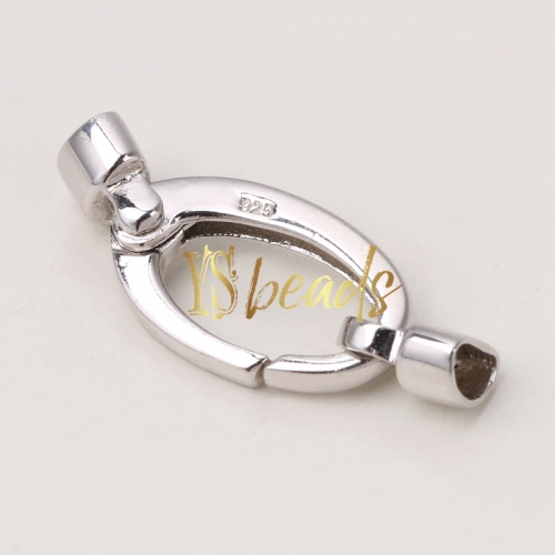 Rhodium Plated S925 Sterling Silver Clasp, Approx 10x16mm