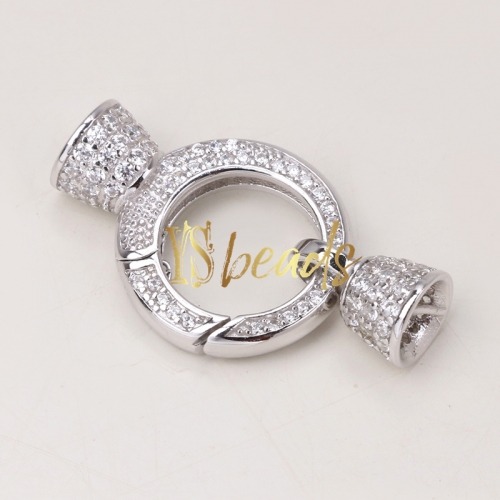 Rhodium Plated S925 Sterling Silver Clasp, Approx 15mm