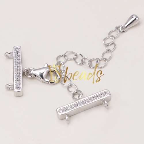 Rhodium Plated S925 Sterling Silver Clasp, Approx 15mm