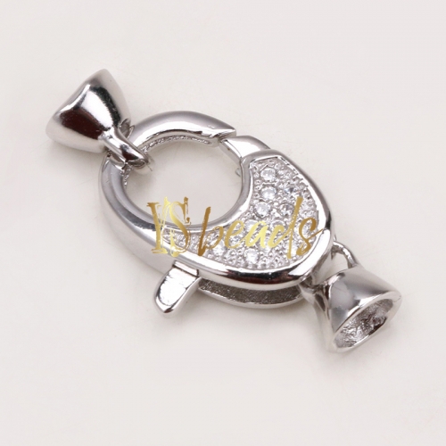 Rhodium Plated S925 Sterling Silver Clasp, Approx 10x15mm
