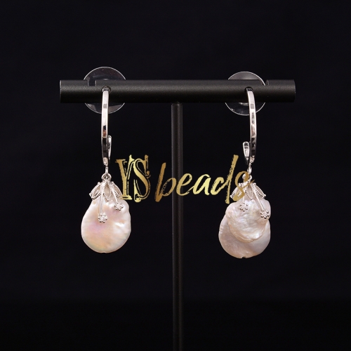 Freshwater Pearls Fancy Pear Earring, Approx 14x20mm
