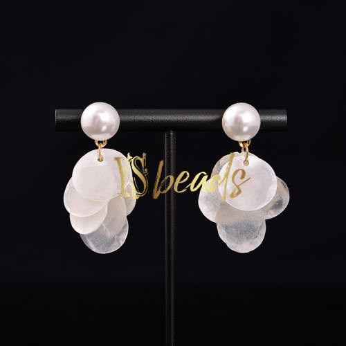 White Shell Earring, Approx 10-14mm