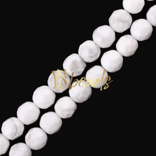 Howlite Faceted Rounds, Approx 2-3mm
