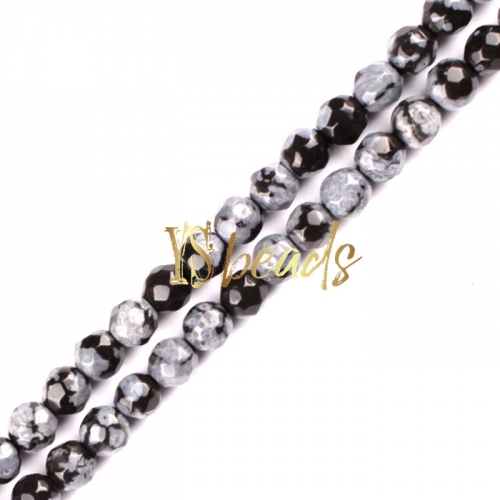 Snowflake Obsidian Faceted Rounds, Approx 2-3mm