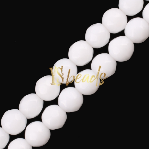 White Porcelain Stone Faceted Rounds, Approx 2-3mm