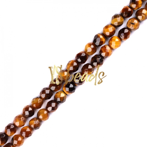 Tiger Eye Faceted Rounds, Approx 2-3mm