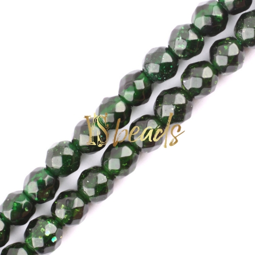 Green Sandstone Faceted Rounds, Approx 2-3mm
