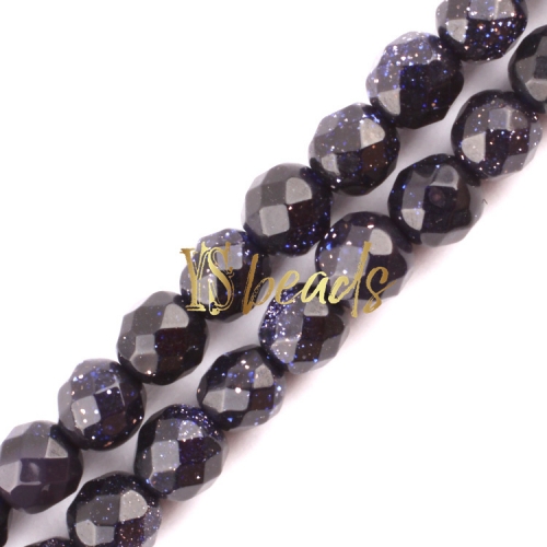 Blue Sandstone Faceted Rounds, Approx 2-3mm