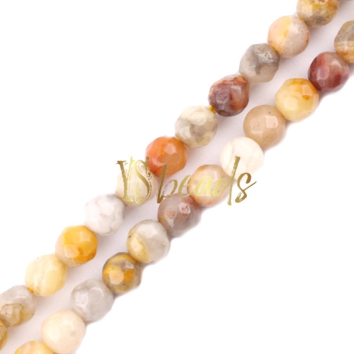 Crazy Agate Faceted Rounds, Approx 2-3mm
