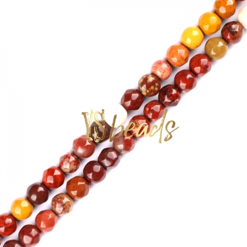Mookaite Faceted Rounds, Approx 2-3mm