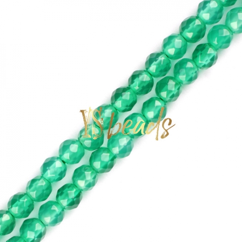 Green Agate Faceted Rounds, Approx 2-3mm