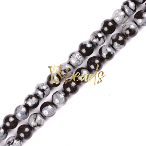 Snowflake Obsidian Plain Rounds, Approx 2-3mm