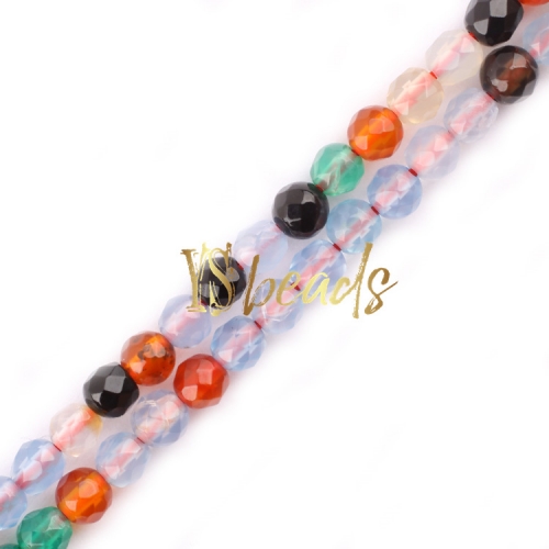 Mixed Color Agate Facted Rounds, Approx 2-3mm