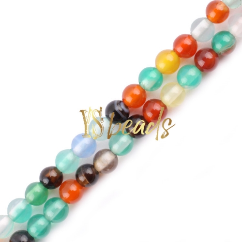 Mixed Color Agate Plain Rounds, Approx 2-3mm