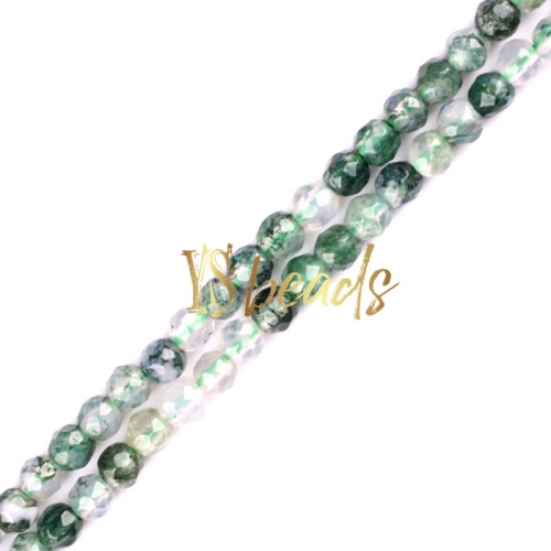 Moss Agate Faceted Rounds, Approx 2-3mm