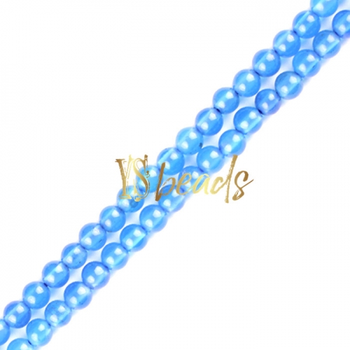 Blue Agate Faceted Rounds, Approx 2-3mm