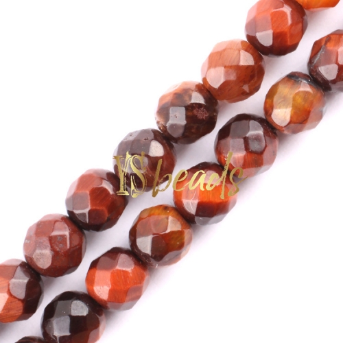 Red Tiger Eye Faceted Rounds, Approx 2-3mm