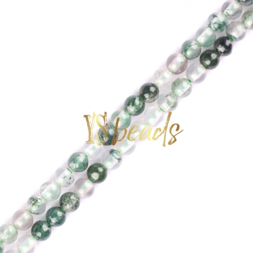 Moss Agate Plain Rounds, Approx 2-3mm