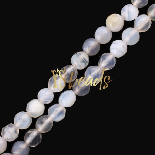 Grey Agate Faceted Rounds, Approx 2-3mm