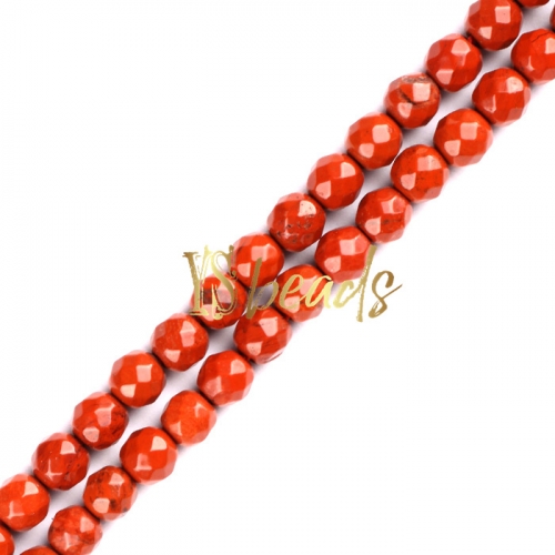 Red Jasper Faceted Rounds, Approx 2-3mm