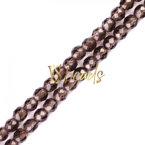 Smoky Quartz Faceted Rounds, Approx 2-3mm