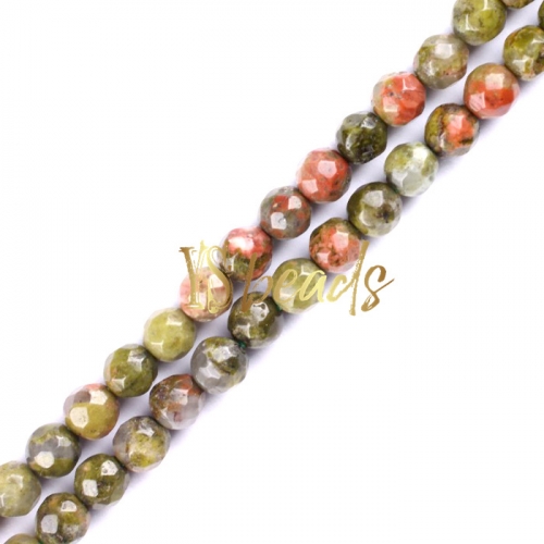 Unakite Faceted Rounds, Approx 2-3mm