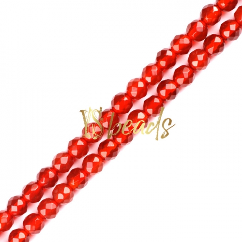 Red Agate Faceted Rounds, Approx 2-3mm