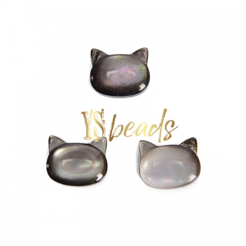 Black Shell Cat Shape Beads, Approx 8x10mm