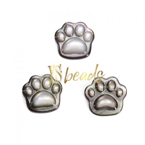 Black Shell Paw Beads, Approx 10mm