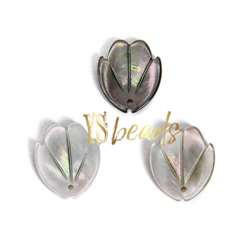 Black Shell Leaf Beads, Approx 12x14mm