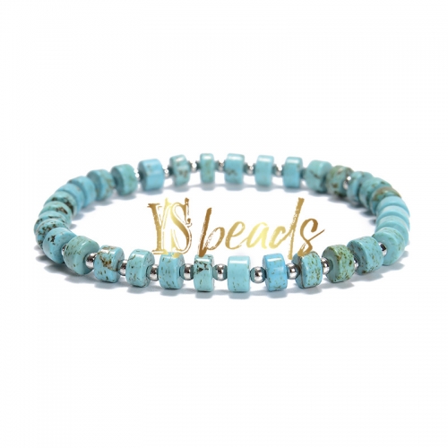 Blue Turquoise Heshi Bracelet, Approx 3x6mm