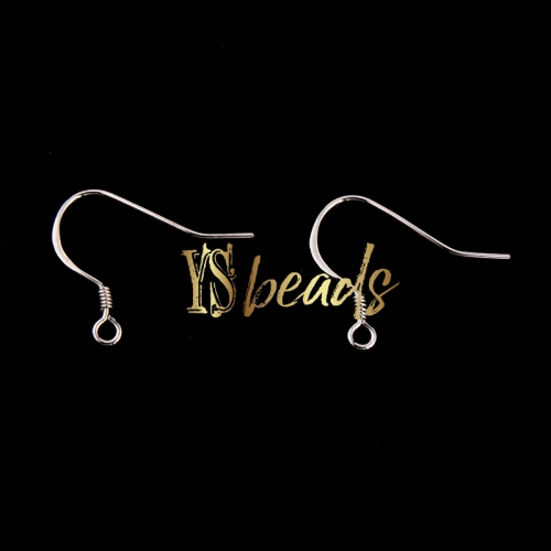 Rhodium Plated S925 Sterling Silver Spring Earring Hook, Approx 13x18mm