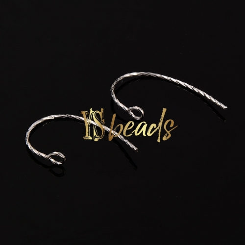 S925 Sterling Silver Twisted Earring Hook, Approx 13.8mm