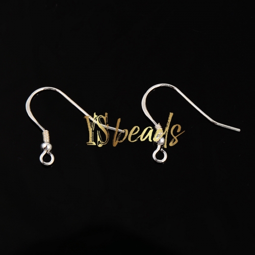 S925 Sterling Silver Spring Ball Earring Hook, Approx 15x18mm