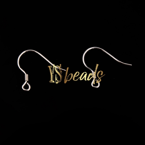 Rhodium Plated S925 Sterling Silver Spring Earring Hook, Approx 13x18mm