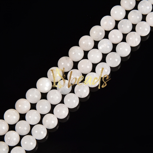 A Grade White Moonstone with Weak Blue Shine Plain Rounds, Approx 4-12mm