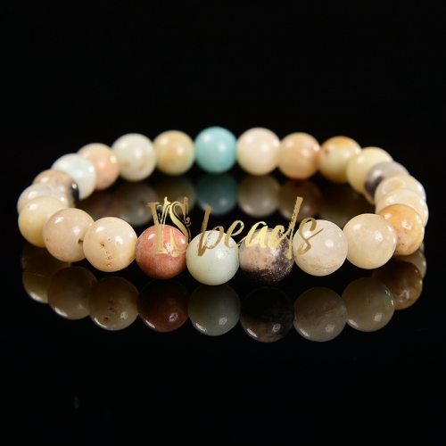 Mixed Colors Amazonite Round Bracelet, Approx 4-10mm
