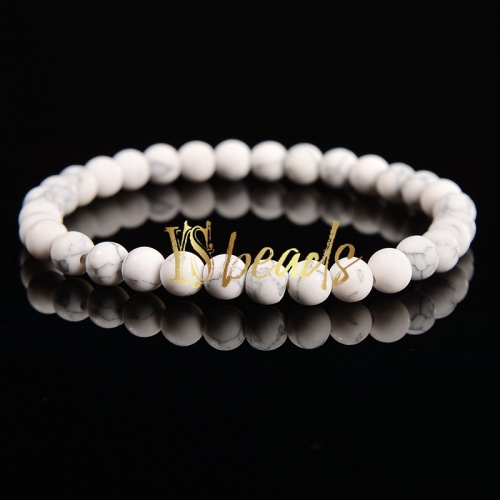 Howlite Matte Round Bracelet, Approx 4-12mm