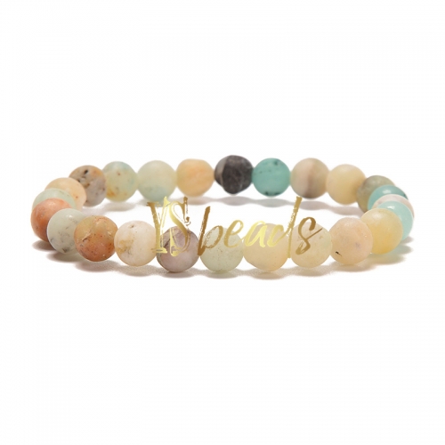 Mixed Colors Amazonite Matte Round Bracelet, Approx 4-10mm