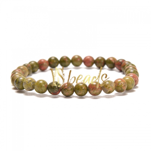Unakite Round Bracelet, Approx 4-10mm