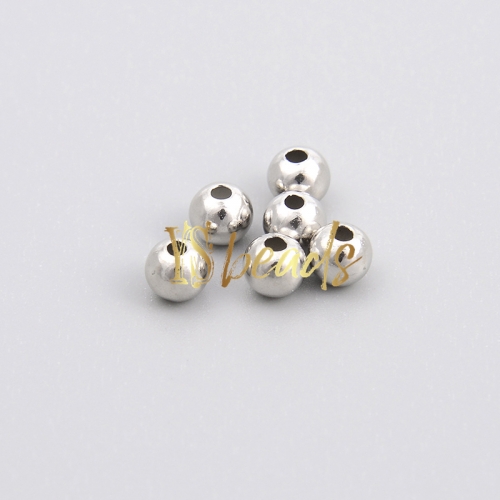 Rhodium Plated S925 Sterling Silver Rounds, Approx 2-4mm