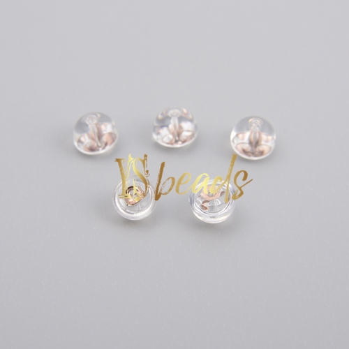 Rose Gold Plated S925 Sterling Silver Butterfly Earring Backs with silica, Approx 5.5mm