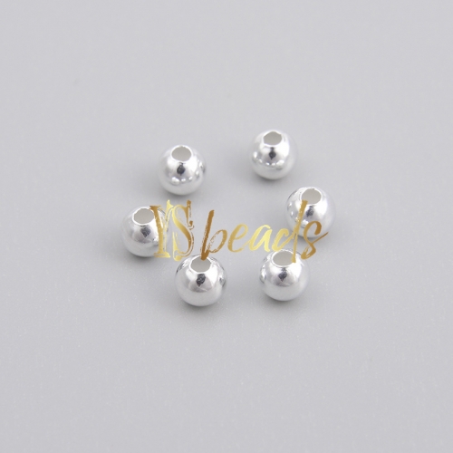 S925 Sterling Silver Rounds, Approx 2-4mm