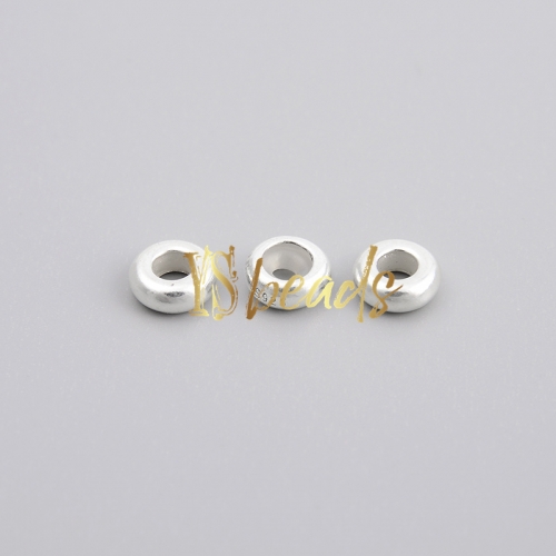 S925 Sterling Silver Wheel Beads with Silica, Approx 3x7mm