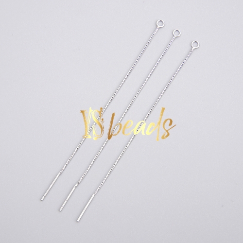 Rhodium Plated S925 Sterling Silver Earring Chain, Approx 80mm Length
