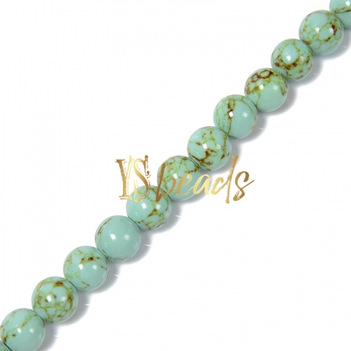 Synthetic Turquoise Plain Rounds-XSS10, Approx 4-12mm