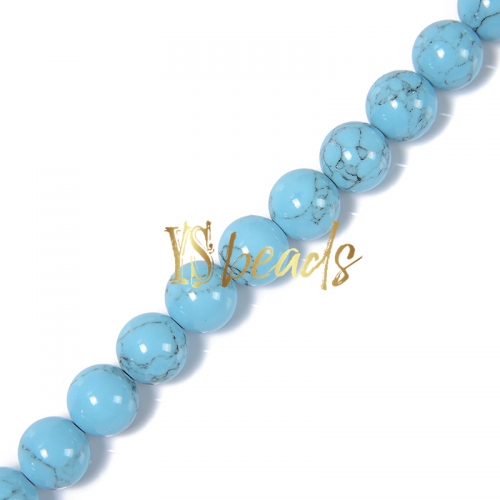 Synthetic Turquoise Plain Rounds-XSS09, Approx 4-12mm