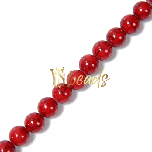 Dyed Red Synthetic Turquoise Plain Rounds-XSS17, Approx 4-12mm