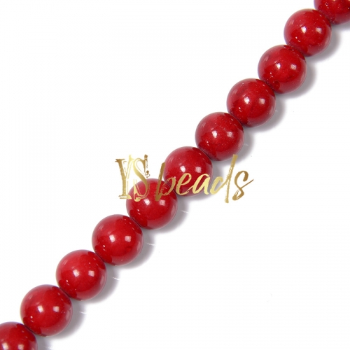 Dyed Red Mashan Jade Plain Rounds-XS31, Approx 4-14mm