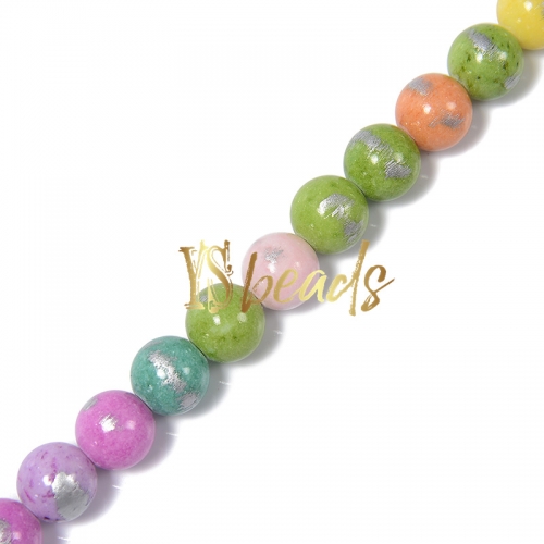 Dyed Mixed Colors Jade with Silver Line Plain Rounds, Approx 4-12mm